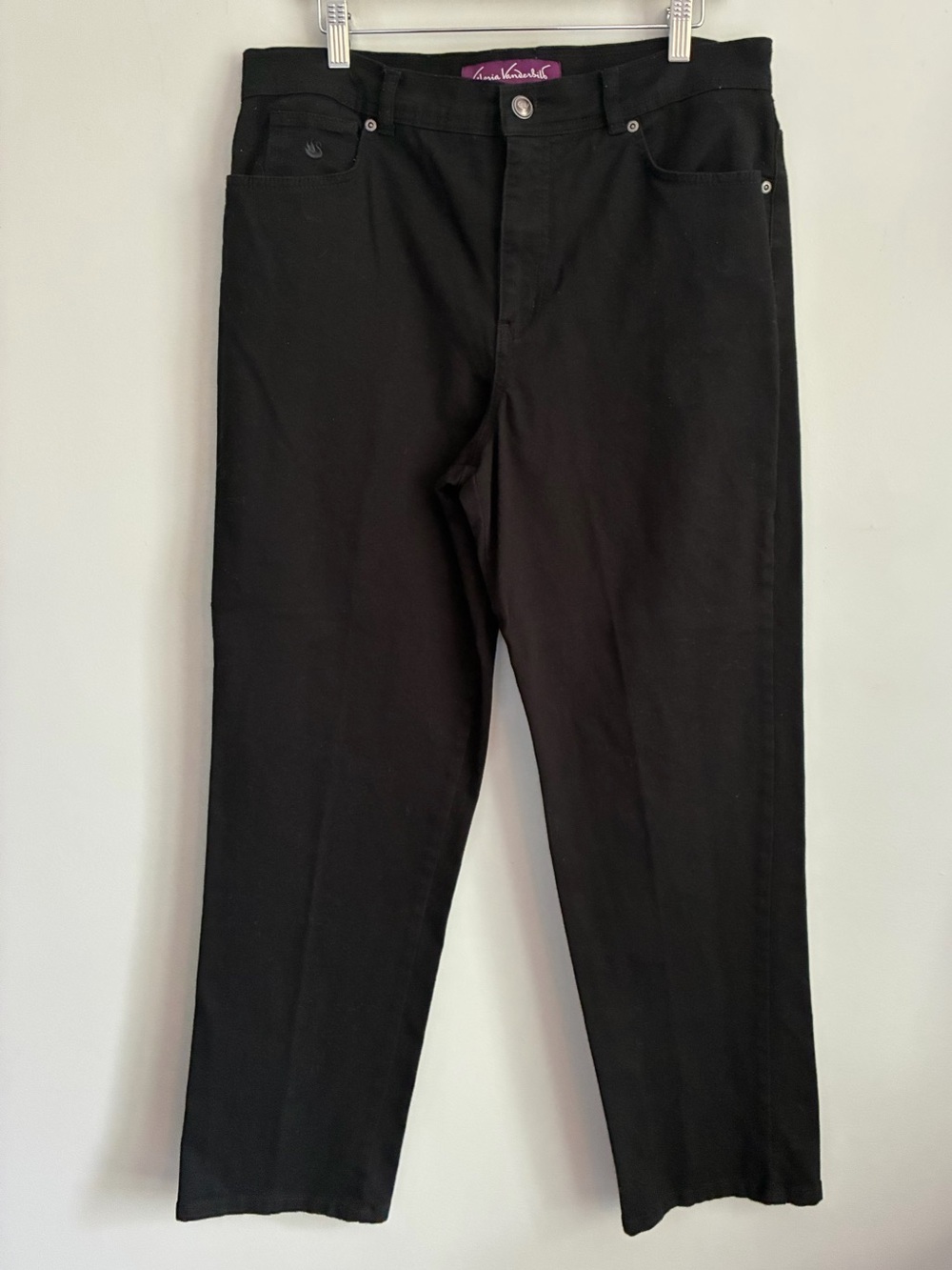 GLORIA VANDERBILT Black Straight Leg High Rise Jeans Size 14